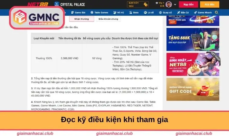 Đọc kỹ điều kiện khi tham gia
