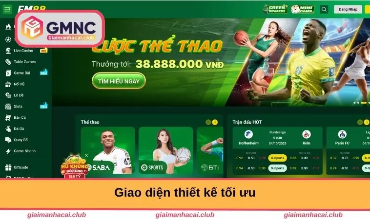 FM88 – Đỉnh Cao Trò Chơi Casino Và Thể Thao Trực Tuyến 1 Giao diện thiết kế tối ưu