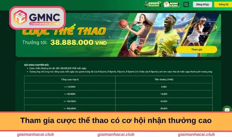 Tham gia cược thể thao có cơ hội nhận thưởng cao